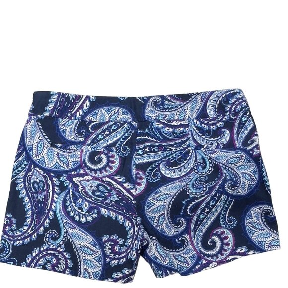 BANANA REPUBLIC Womens Shorts Blue Paisley Cotton Stretch Band-less Waist Size 4 - Picture 5 of 9